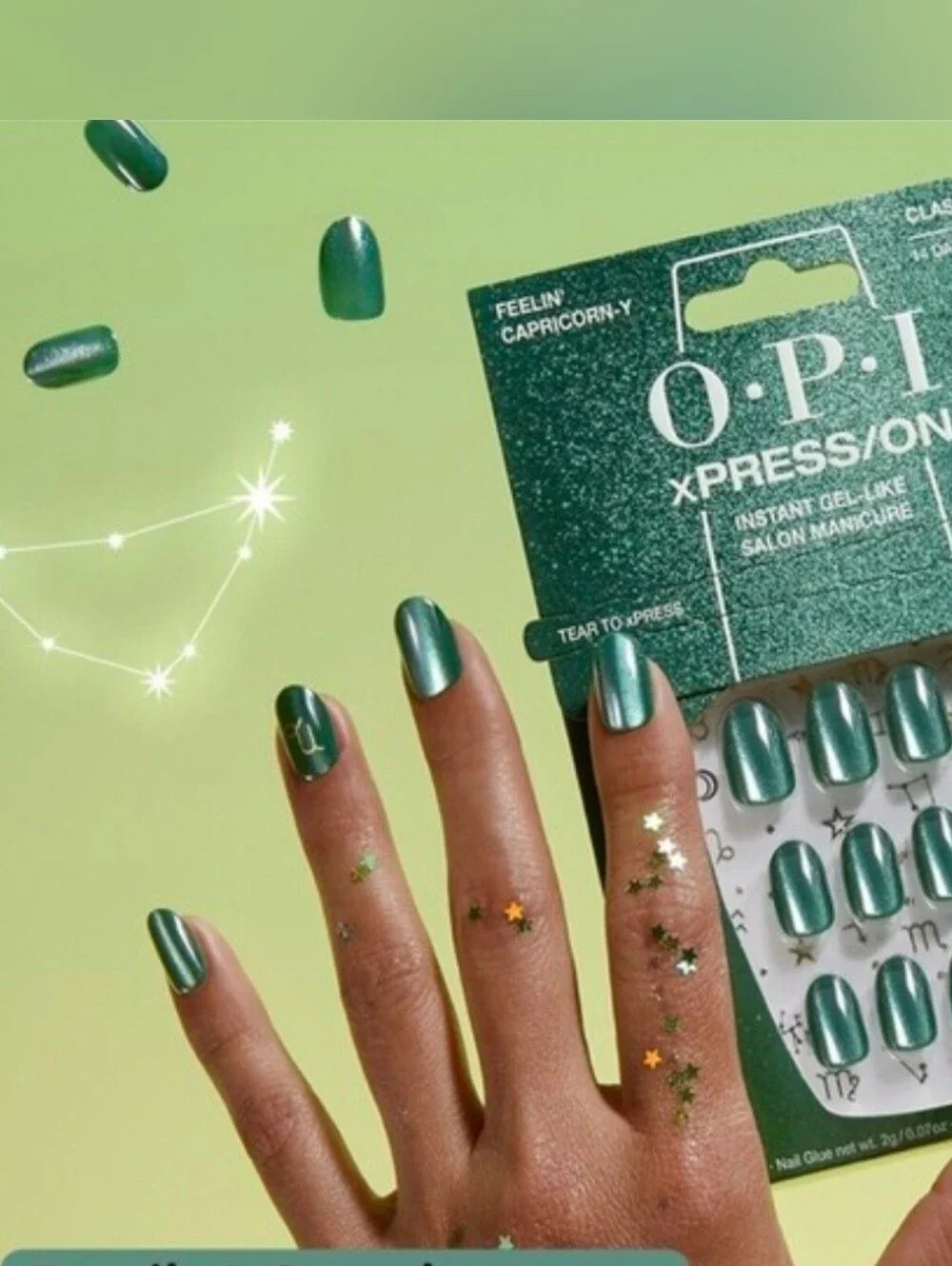 OPI EXPRESSION FEELIN' CAPRICORN-Y METALLIC GREEN INSTANT GEL-LIKE MANICURE.